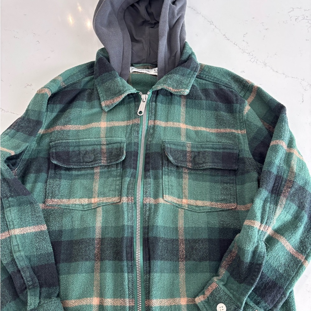 Abercrombie Kids Green and Gray Hooded Jacket